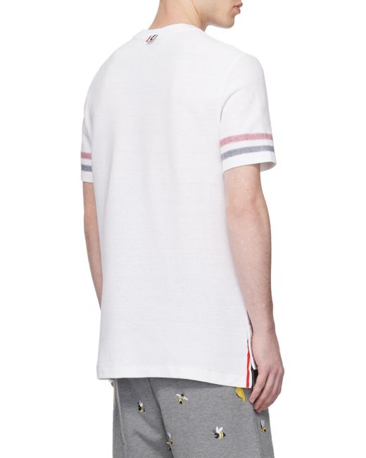 Thom Browne White Striped Crewneck T-Shirt for men