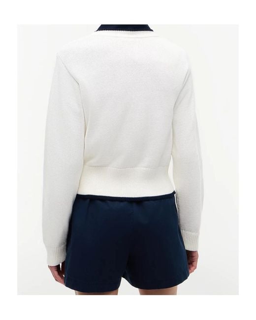 Tommy Hilfiger White Knit Embroidered Cropped Sweater