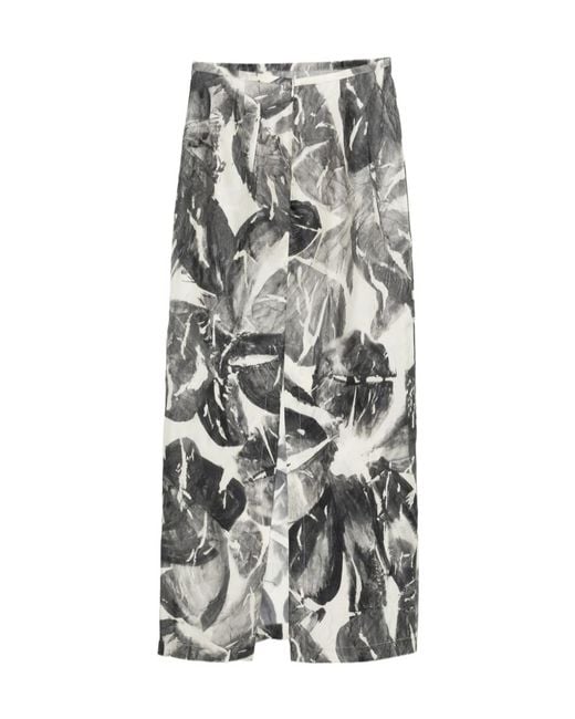 Alysi Gray Zip-Fastening Midi Skirt