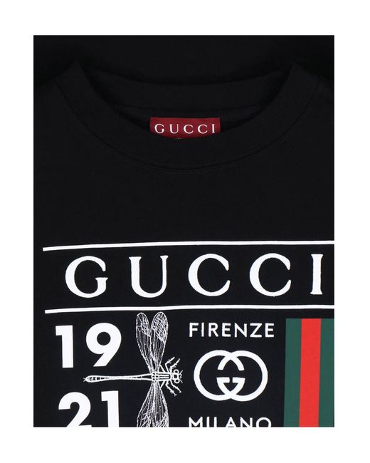 Gucci Black Logo Printed Crewneck T-Shirt for men