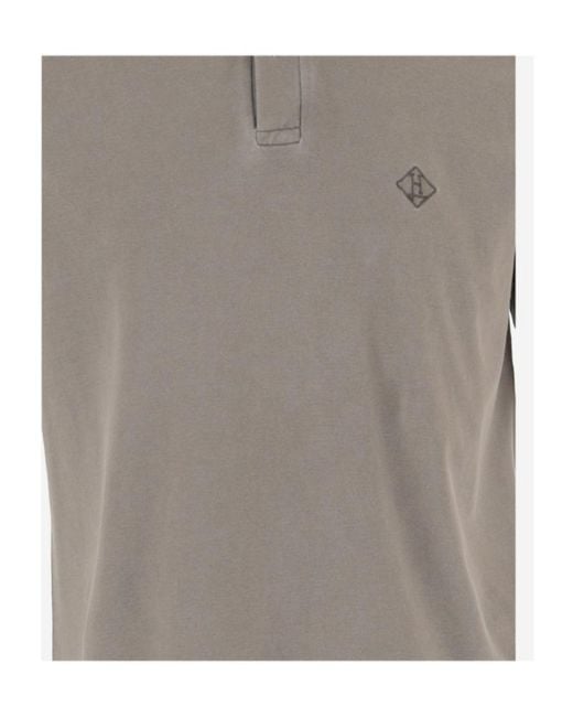 Herno Gray Logo Embroidered Short Sleeved Polo Shirt for men