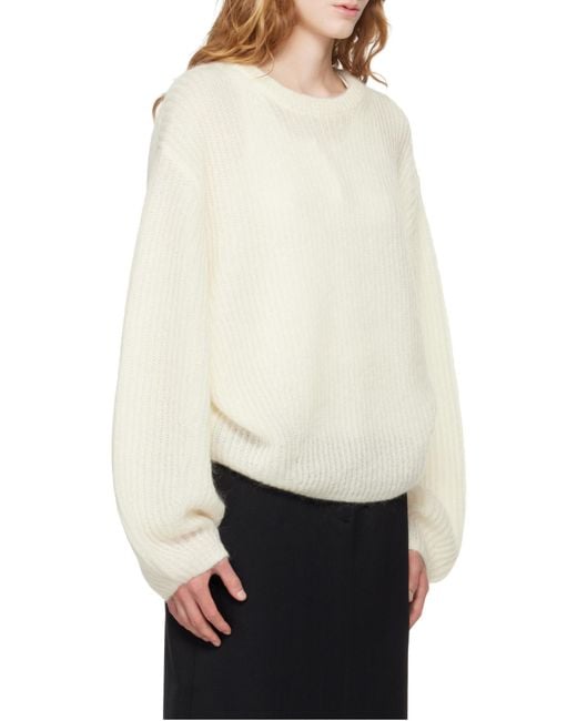 Totême  White Totême Crewneck Ribbed Jumper