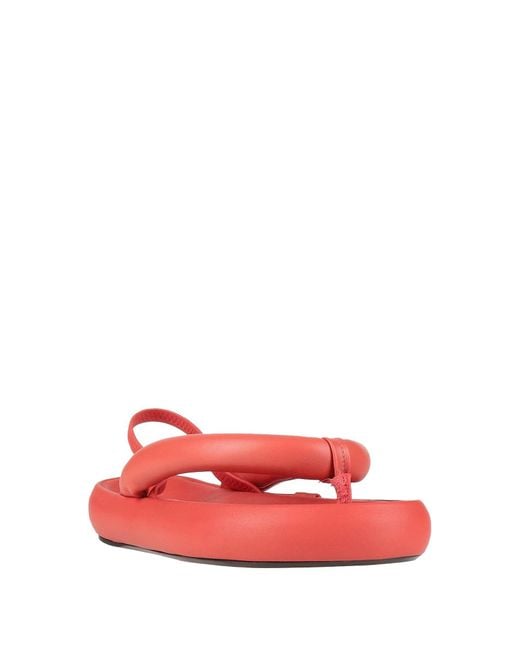 Isabel Marant Red Minimalist Leather Flip-Flops