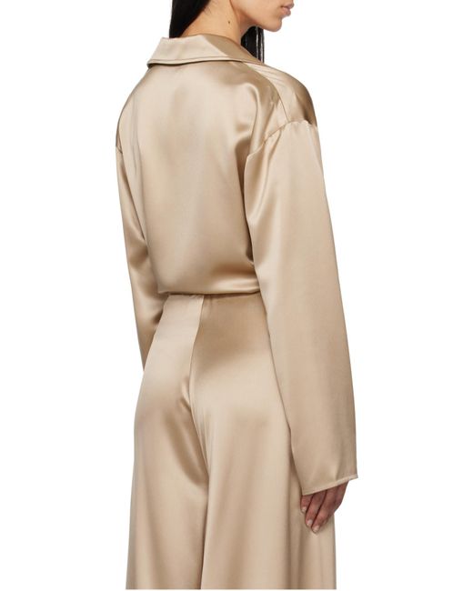 Nanushka Natural Satin Polo Top