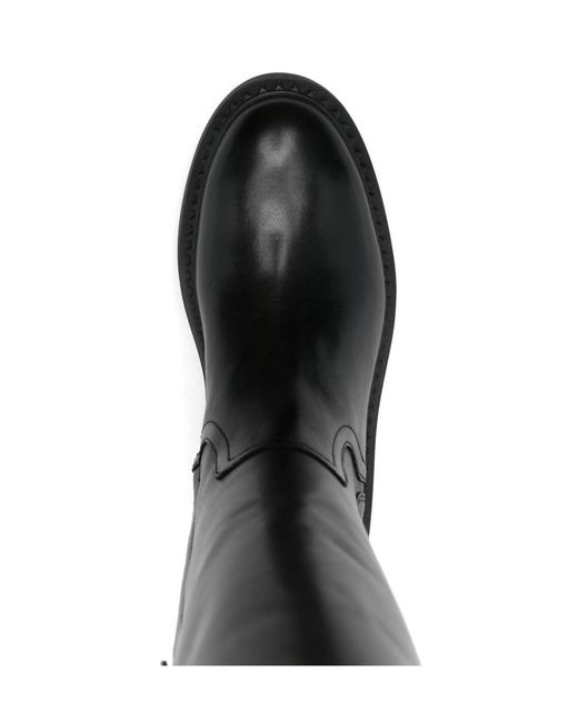 Ash Black Thick Heeled Short Boots