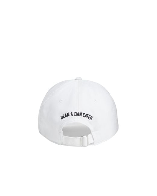 DSquared² White Icon Logo Printed Baseball Cap for men