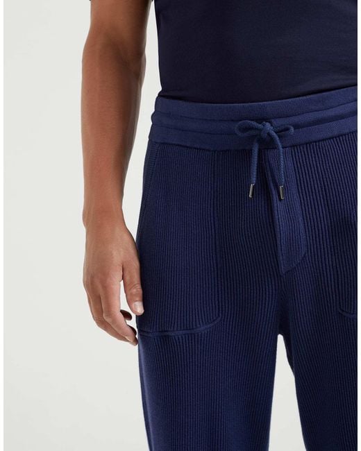 Brunello Cucinelli Blue Cotton Track Pants for men