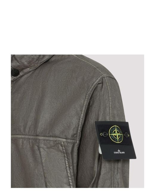 Stone Island Brown Logo Patch Zip-Up Jacket for men