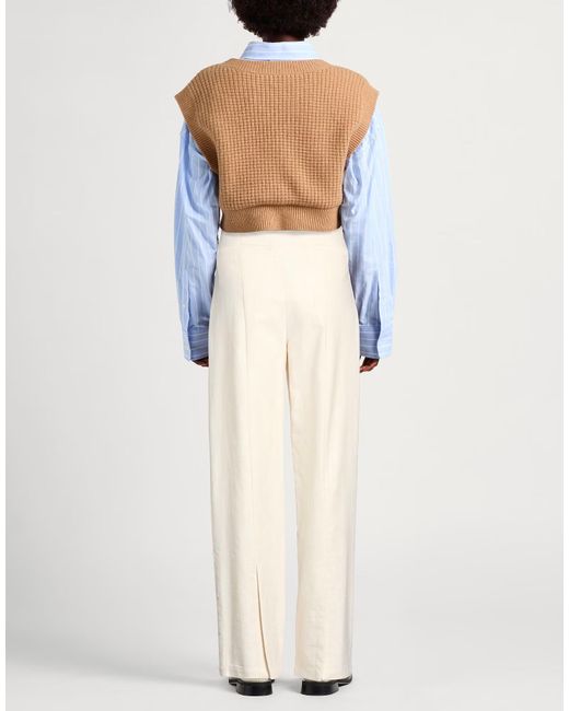 MAX&Co. White Casual Pants With Belt Loops