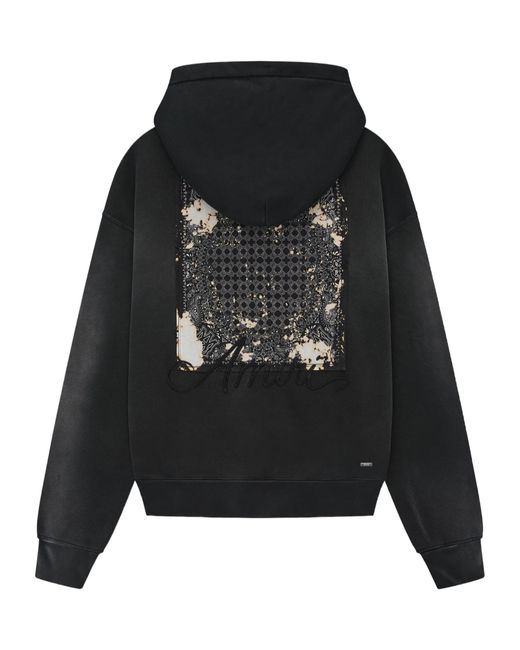 Amiri Black Logo Embroidered Drawstring Hoodie for men