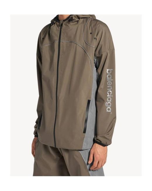 Balenciaga Brown Techwear Zip-Up Hooded Jacket for men