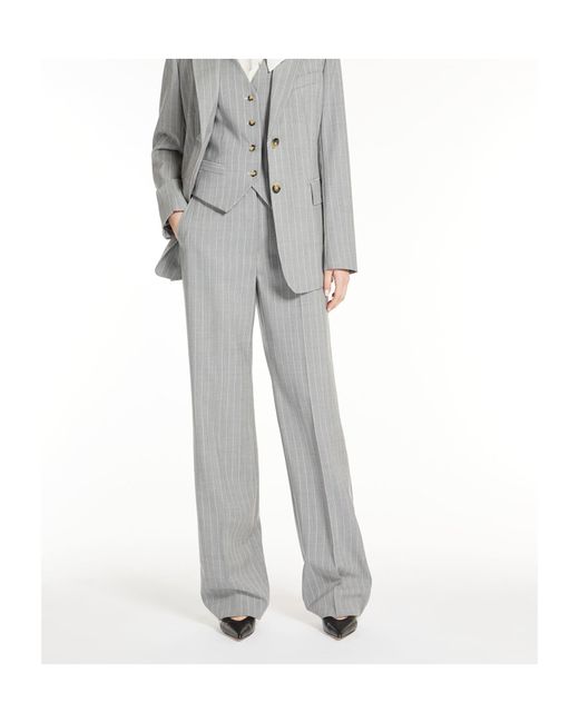 Max Mara Gray Pinstripe Wool Casual Pants