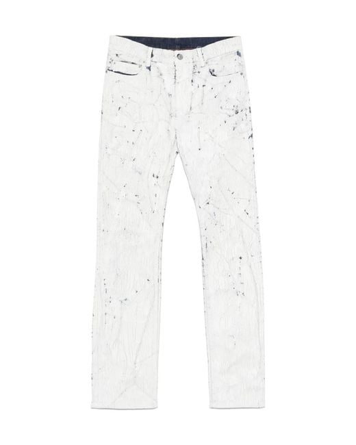MM6 by Maison Margiela Cracked-Effect Straight-Leg Jeans in White