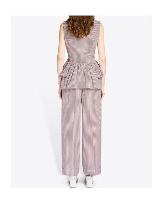 Dries Van Noten Purple Partan Striped Pants