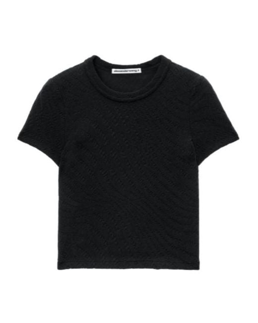 T By Alexander Wang Black Alexander Wang Logo Jacquard Crewneck Knit Top