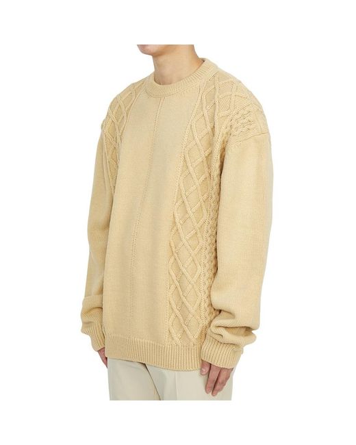 FAMILY FIRST Natural Round-Neck And Long-Sleeved Sweater for men