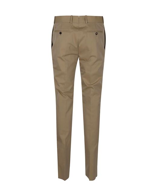 McQueen Natural Cotton Cigarette Trousers for men