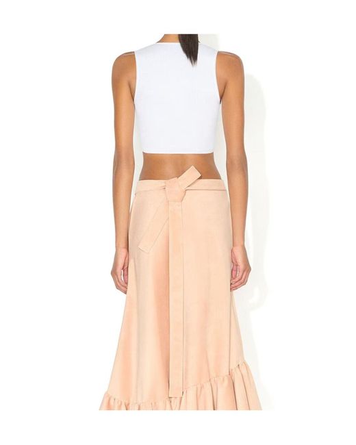 Alaïa White Alaïa Ribbed Jersey Wrapped Top