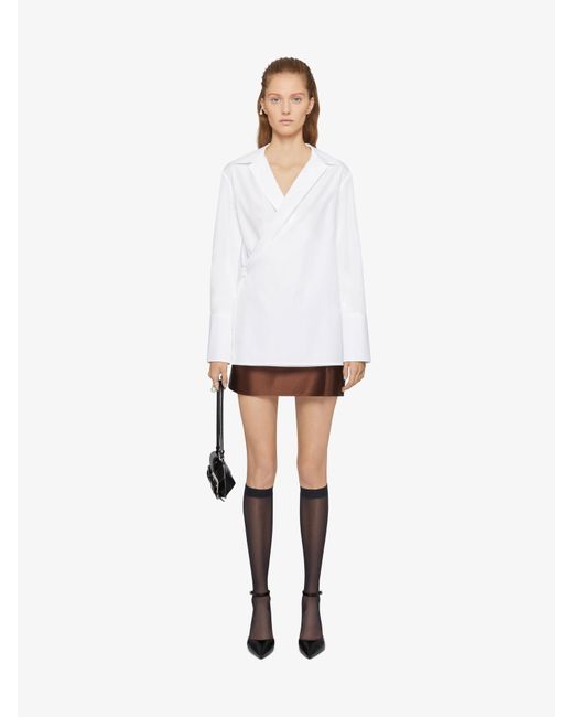 Givenchy White Wrapped Poplin Long-Sleeve Shirt