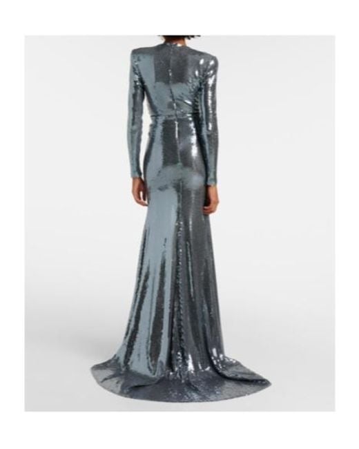 Alex Perry Gray Sequined Gathered Gown