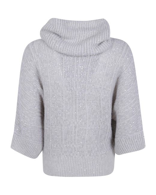 D.exterior Gray Kimono-Style Turtleneck Sweater