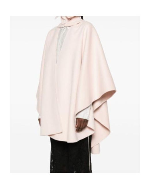 Ermanno Scervino White Hooded Cape Coat