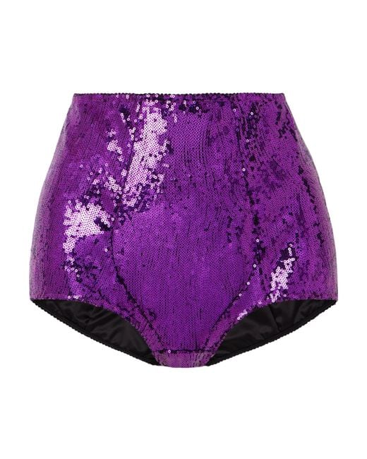 Dolce & Gabbana Purple Sequined Briefs