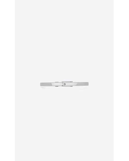Saint Laurent White Logo Engraved Buckle Bracelet for men