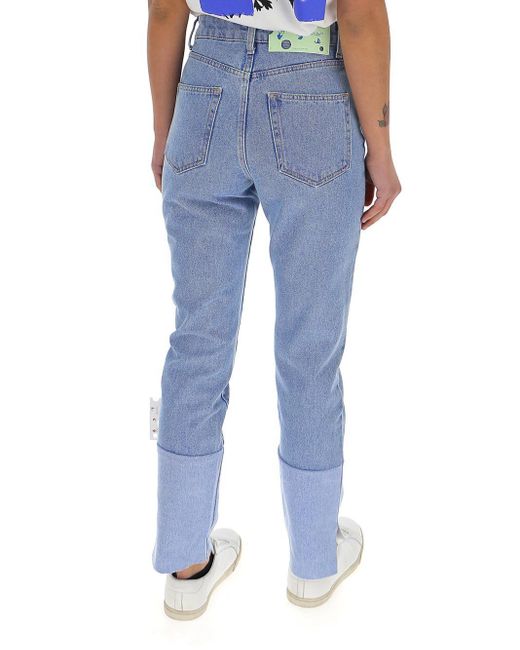 Off-White c/o Virgil Abloh Blue High-Rise Straight-Leg Jeans