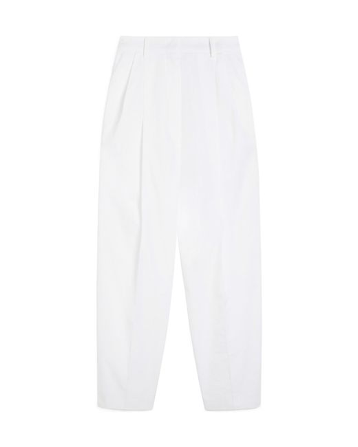 Sportmax White High-Waisted Cotton Trousers