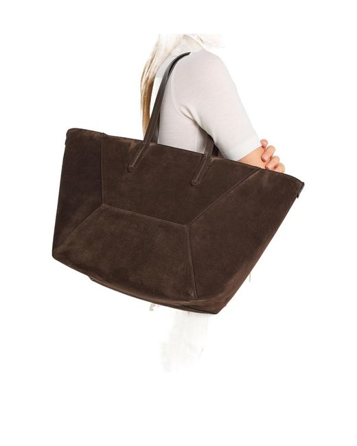 Brunello Cucinelli Brown Bead Medium Suede Tote