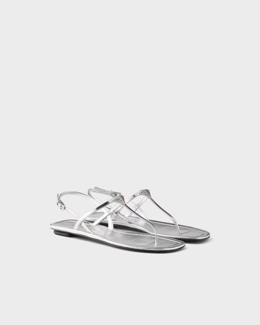 Prada White Strappy Thong Flat Sandals