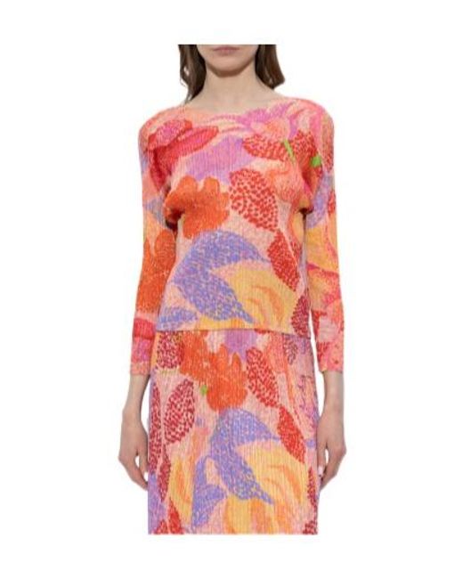 Pleats Please Issey Miyake Red Pleated Blouse