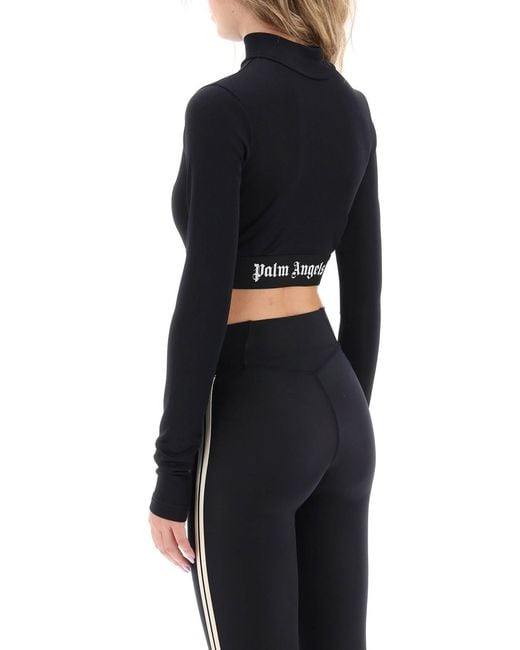 Palm Angels Black Logo Waistband Long-Sleeved Top