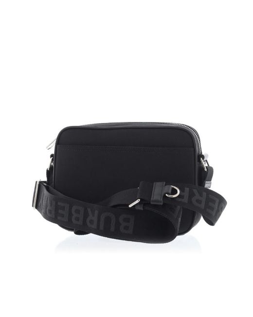 Burberry Black Logo Printed Zip-Up Crossbody Bag for men