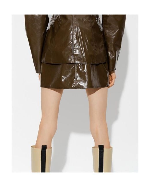Ganni Brown Faux Leather Mini Skirt