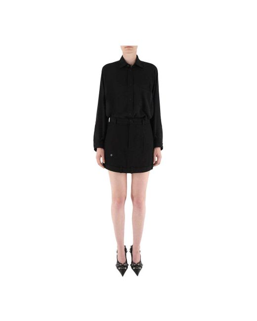 Balenciaga Black Twill Deconstructed Mini Skirt