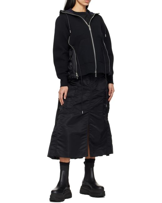 Sacai Black Chelsea Leather Ankle Boots