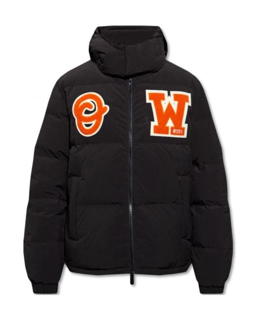 Off-White c/o Virgil Abloh Black Zip-Up Long-Sleeved Puffer Coat for men
