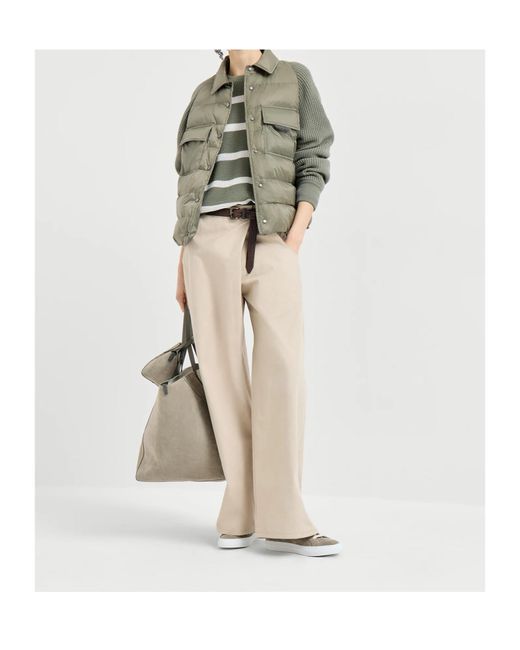 Brunello Cucinelli Green Down Quilted Short Puffer Jacket