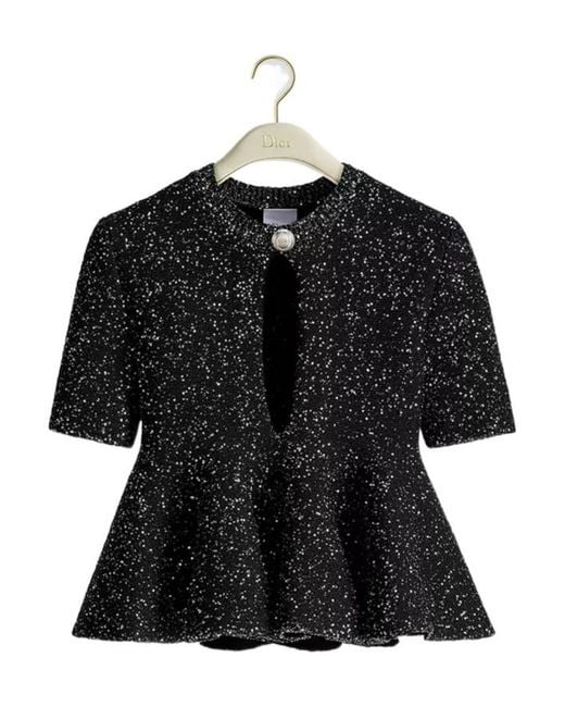 Dior Black Short-Sleeved Peplum Sweater