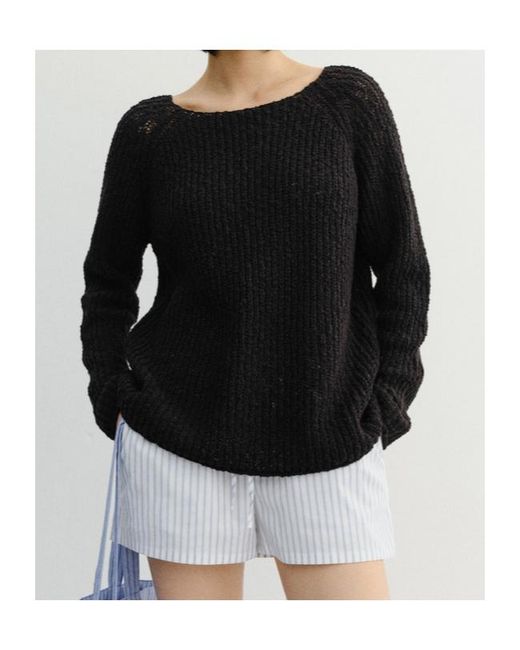DUNST Black Open-Knit Sweater