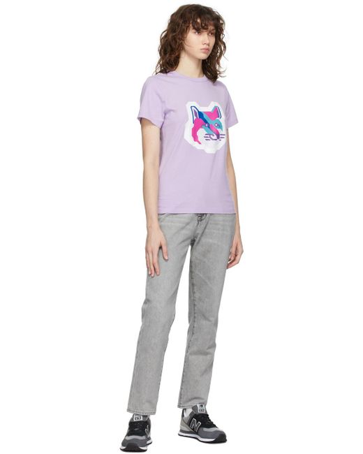 Maison Kitsuné Purple Pattern Printed T-Shirt