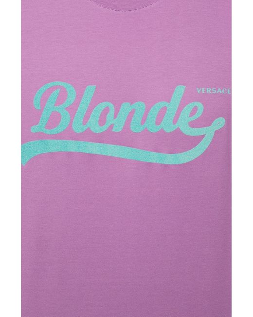 Versace Purple Logo Round-Necked T-Shirt for men