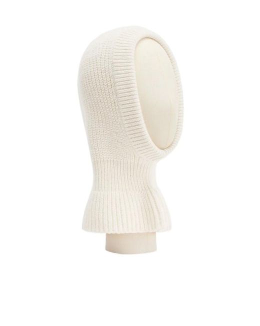 Lemaire White Ribbed Knitted Balaclava