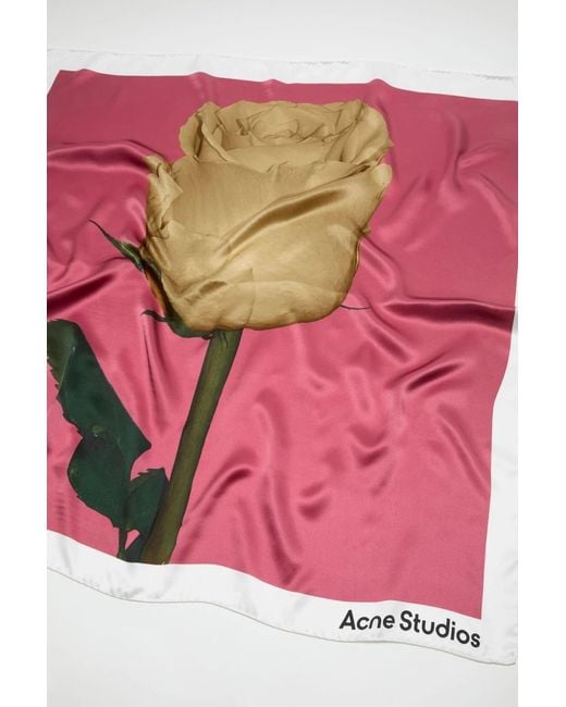Acne Pink Square Silk Scarf