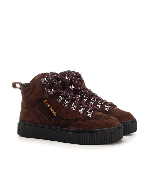 Palm Angels Brown Lace-Up Hiking Boots for men