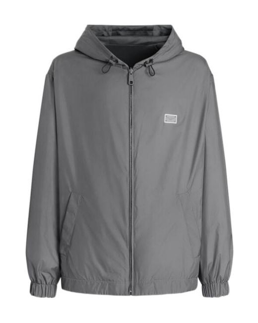 Dolce & Gabbana Gray Technical Hooded Jacket for men