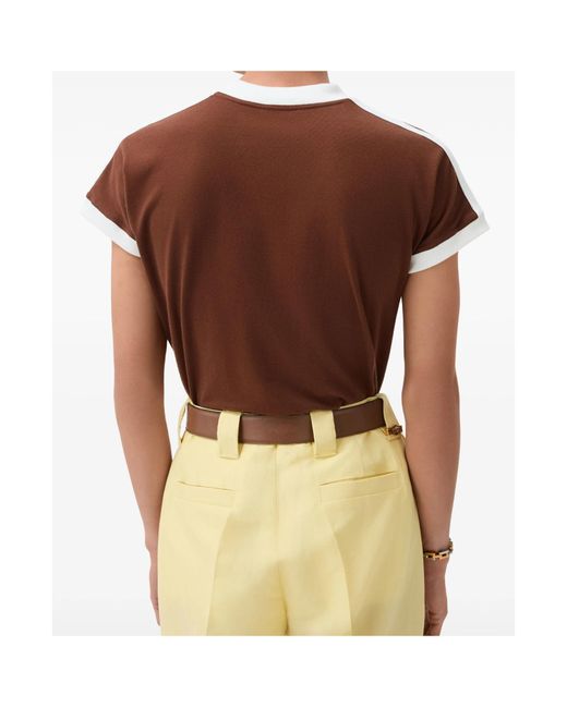 Versace Brown Embroidered-Logo Stretch Cotton-Jersey Slim T-Shirt for men