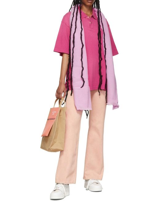 Acne Purple Logo-Patch Wool Scarf